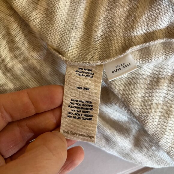 Soft Surroundings Size M Cascadia Cardi Sweater Beige White Striped *Flaw - Picture 9 of 11